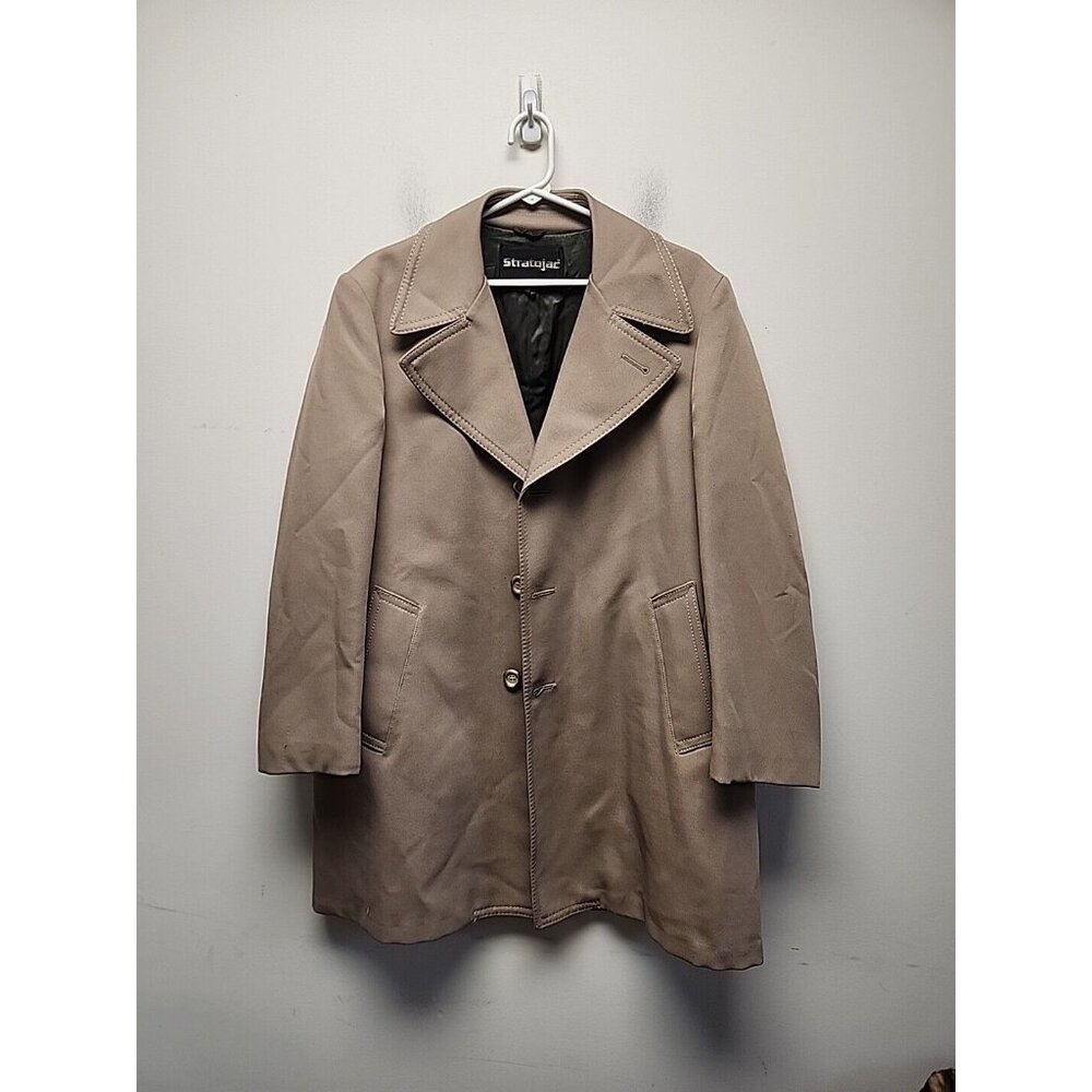 Vtg Stratojac‎ Trench Coat Men’s Size 42 Brown 3 Buttons Classic Union Made